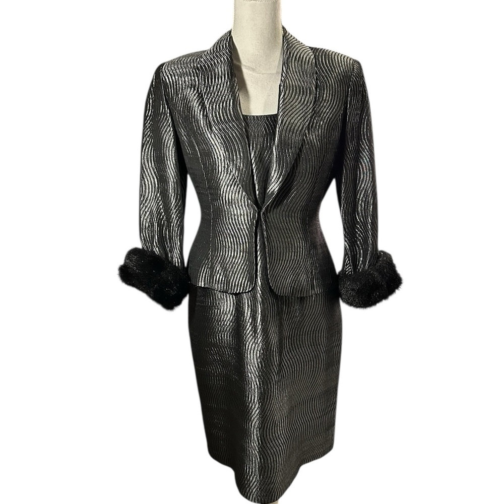 Maggy London Black and Silver Dress with  Blazer Suit